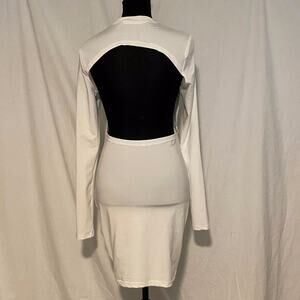 SHEIN Backless White Spandex Body Conscious Dress Sexy Club Alternative Rave S